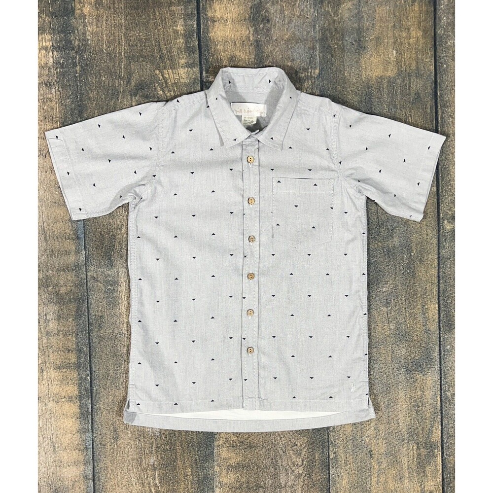 Well Dresses Wolf Boys Size 12 Triangle Weave Short Sleeve Button Up Shirt!